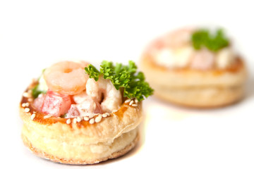 Volauvents with shrimp salad