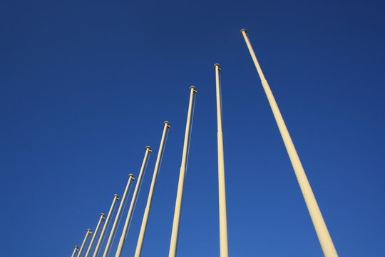 Vacant Flag Poles At The Old Olympic Stadium Athens