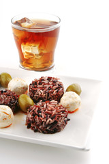 mozarella cheese and dark rice