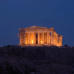 Poster Blick auf Parthenon bei Nacht © ollirg