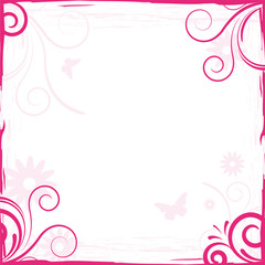 abstract pink floral background frame for design