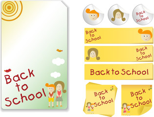 Set of Back to School with note, sticker