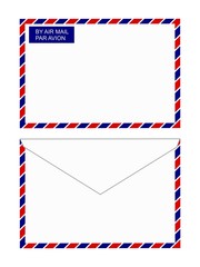 Vector back and front views of an air mail envelope