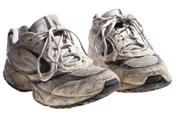very dirty and old sport shoes