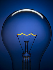 Bulb light over blue