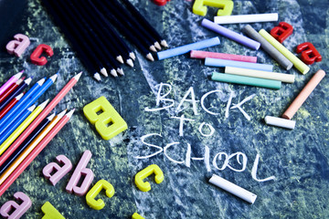 Learning at school - blackboard, chalk