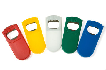 plastic bottle opener isolated on white