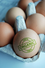 Eggs stamped "100% Organic"