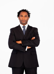Serious Afro-American businessman with folded arms