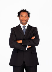 Afro-American businessman with crossed arms