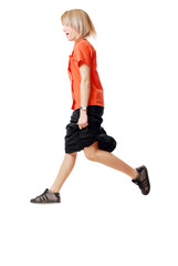 Dancing girl isolated on white background.