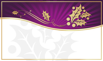 Purple & Gold Holly Adorned Gift Tag- Room for your own text.