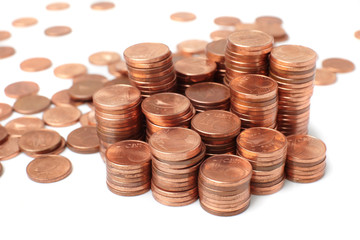 coins  on white background