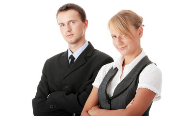 Young attractive business people