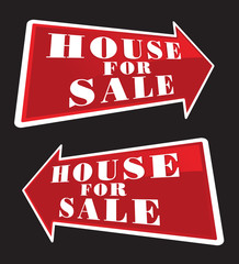 Fototapeta premium House For Sale Real Estate Sign Arrows