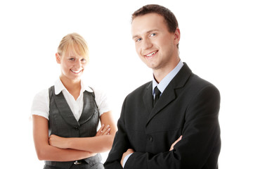 Young attractive business people