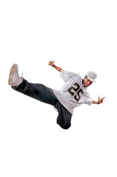 Young hip-hop dancer on white