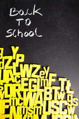 Fototapeta na wymiar School background - letters and chalkboard