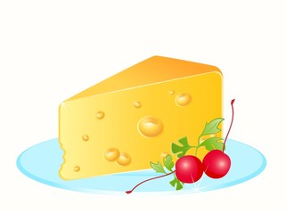 Tasty yellow cheese on a plate