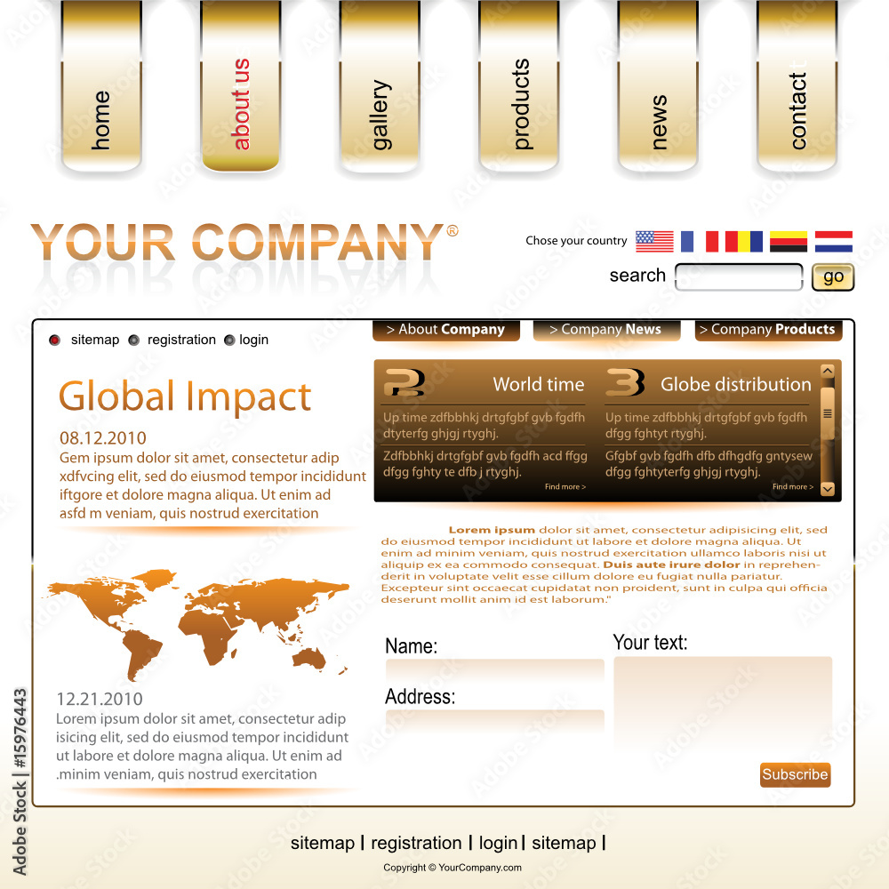 Wall mural vector editable website template