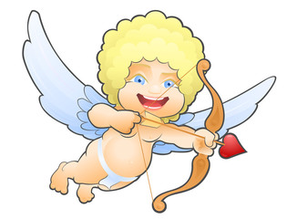 Flying Cartoon Cupid. One of a symbols of Valentine's Day