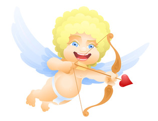 Flying Cartoon Cupid. One of a symbols of Valentine's Day