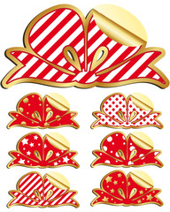 A set of labels Holiday bow