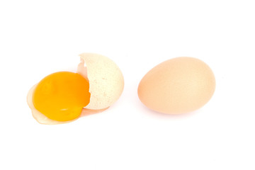 Fresh eggs on white background