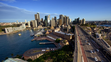Fototapeta na wymiar City Skyline w Circular Quay, Sydney, Australia