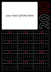 calendario 2010 black con spazio testo/foto