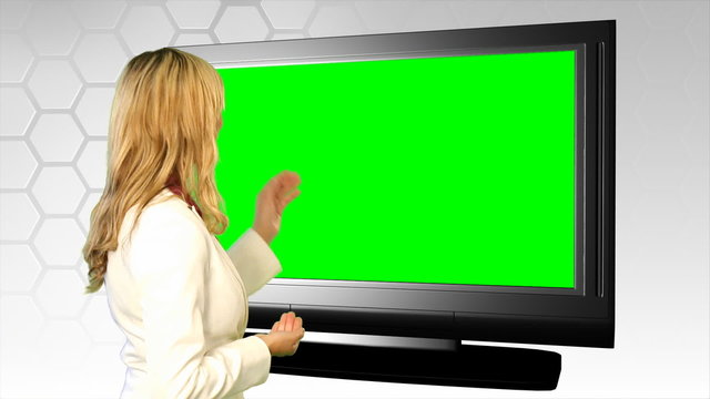Woman on front of green screen (1080p footage)