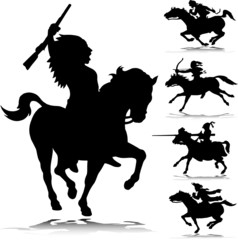 man on horse vector silhouettes