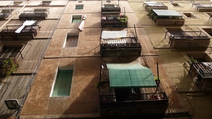 Perspective on balconies in Barcelona