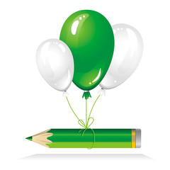green pencil on balloons (vector)