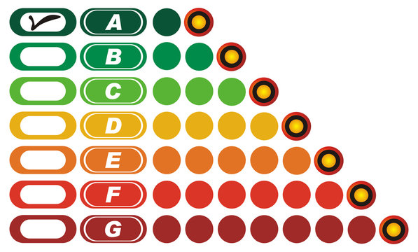 Energy Rating System On White Background With Seven Levels.