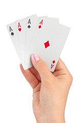 Hand with four aces