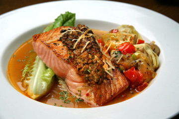 Salmon with Artichoke and Tomato Salsa
