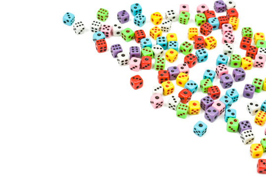 Set of colorful dices, isometric view