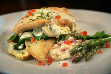 Two Chicken Breast with Artichokes and Asparagus