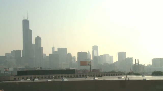 Chicago skyline on a hazy summer morning