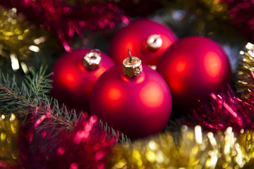 Photography of baubles connected with Christma
