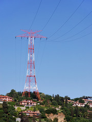 Electricity pylon on top of Bosporus hill