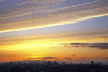 夕焼け空と街並