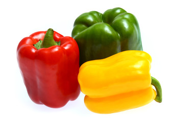 red, yellow and green peppers