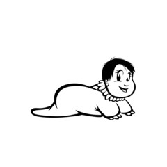 baby crawling in pajamas b&w