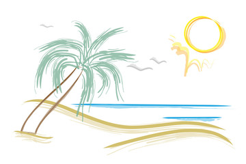 Fototapeta na wymiar Spiaggia con palma