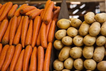 Potatoes and Carrots at Paris market
