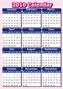 English 10 Vector Calendar Week Starts On Monday Stock Vector Adobe Stock