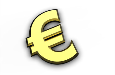 Obraz premium golden Euro symbol isolated on a white background