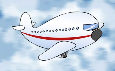 Cercles muraux Avion, ballon Jet de passagers de dessin animé